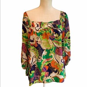 Trina Turk smocked floral top